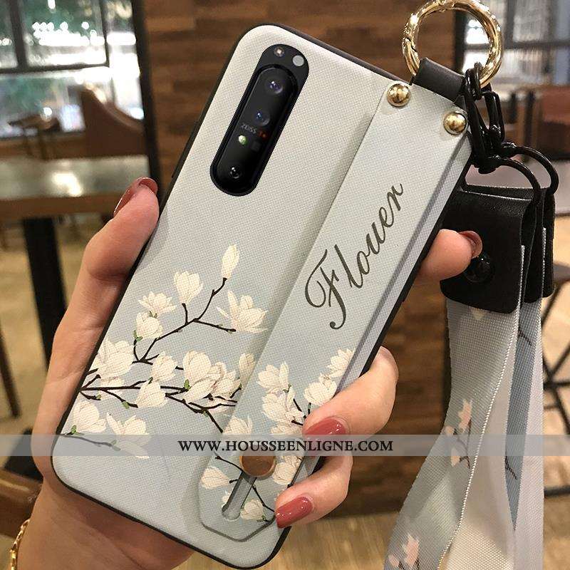Housse Sony Xperia 1 Ii Fluide Doux Protection Étui Téléphone Portable Support Blanc Fleur Blanche