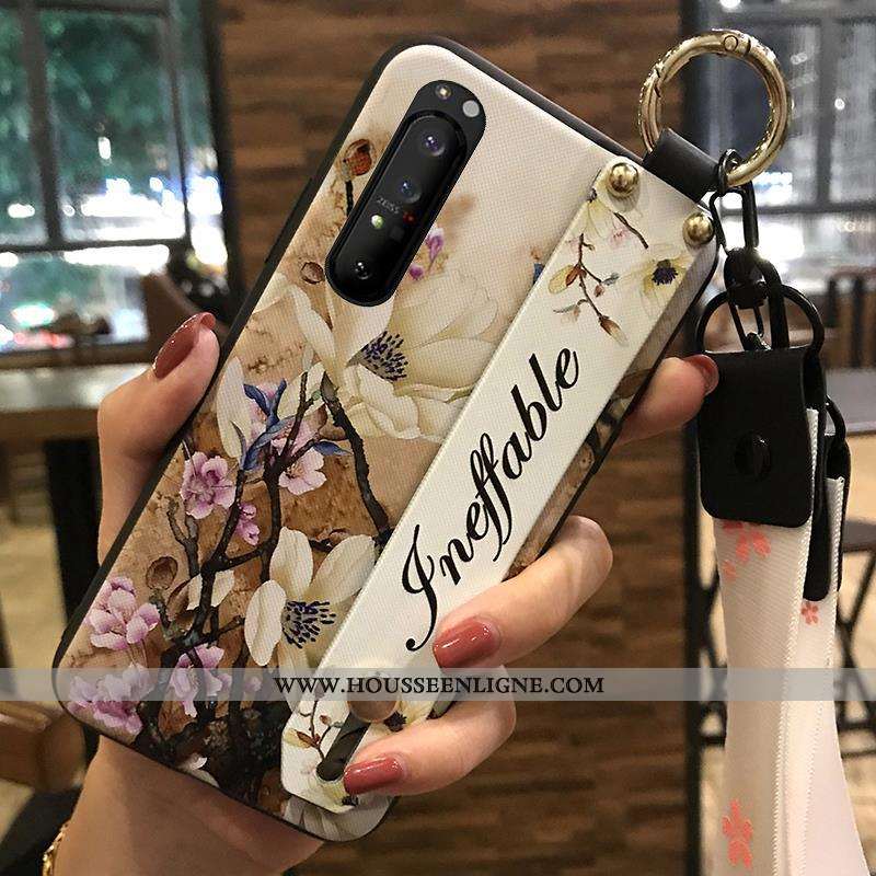 Housse Sony Xperia 1 Ii Fluide Doux Protection Étui Téléphone Portable Support Blanc Fleur Blanche
