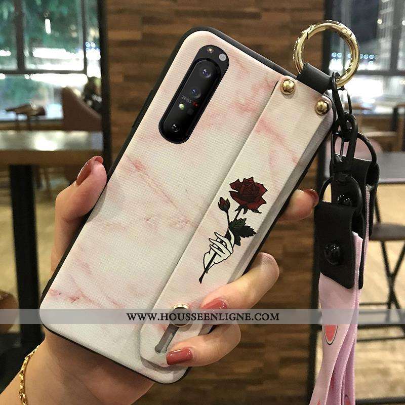 Housse Sony Xperia 1 Ii Fluide Doux Protection Étui Téléphone Portable Support Blanc Fleur Blanche