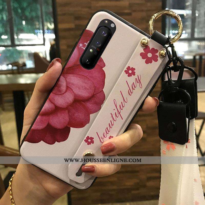 Housse Sony Xperia 1 Ii Fluide Doux Protection Étui Téléphone Portable Support Blanc Fleur Blanche