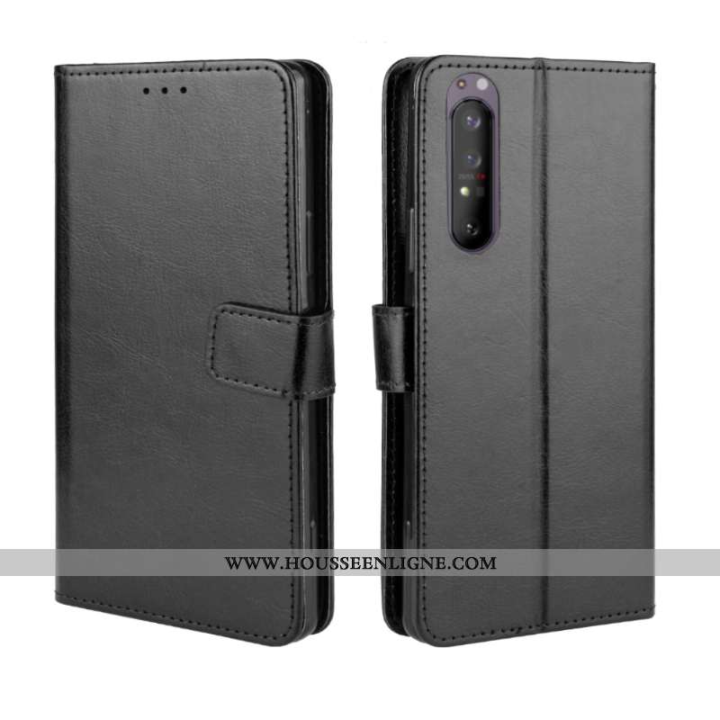 Housse Sony Xperia 1 Ii Modèle Fleurie Protection Cuir Incassable Coque Noir Carte