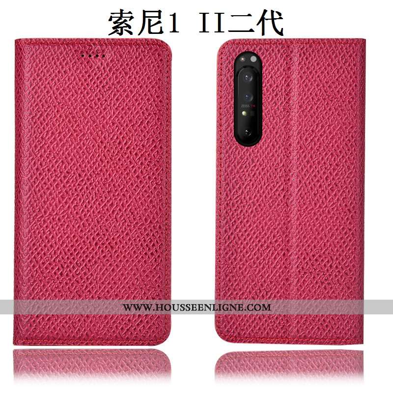 Housse Sony Xperia 1 Ii Protection Cuir Véritable Noir Incassable Mesh Coque