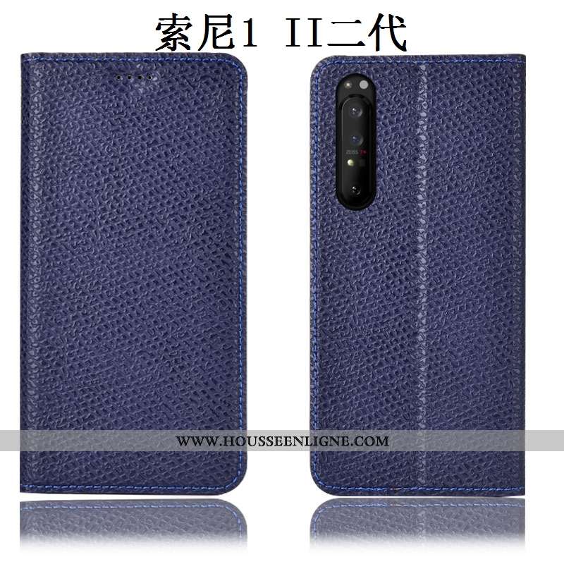 Housse Sony Xperia 1 Ii Protection Cuir Véritable Noir Incassable Mesh Coque