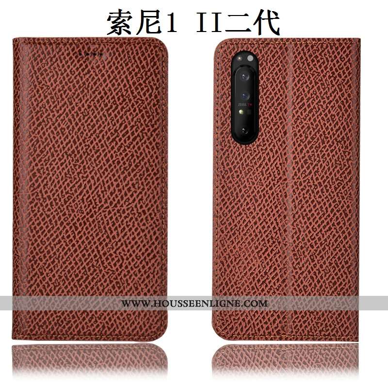 Housse Sony Xperia 1 Ii Protection Cuir Véritable Noir Incassable Mesh Coque