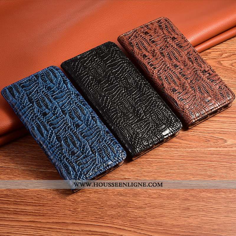 Housse Sony Xperia 1 Ii Protection Cuir Véritable Téléphone Portable Incassable Noir Crocodile