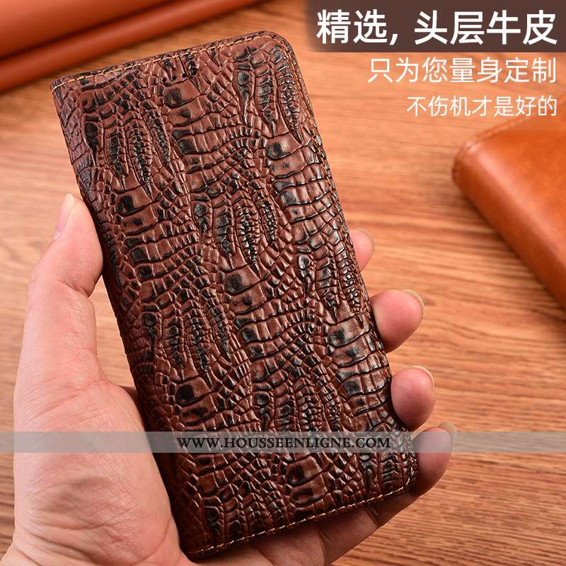 Housse Sony Xperia 1 Ii Protection Cuir Véritable Téléphone Portable Incassable Noir Crocodile