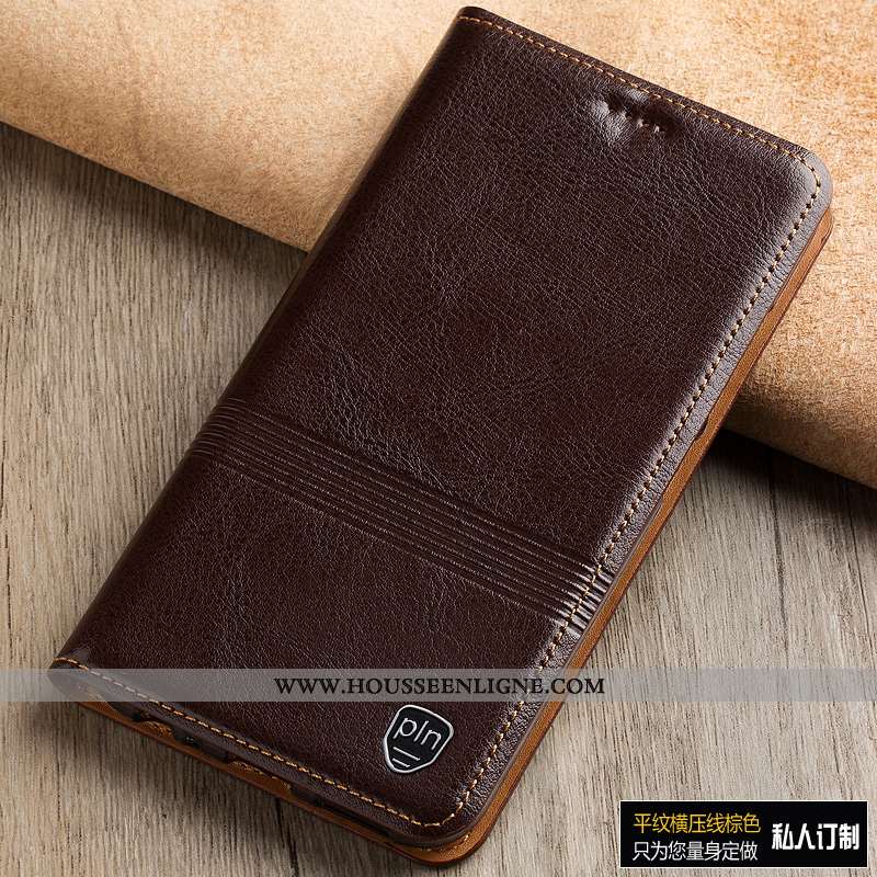 Housse Sony Xperia 1 Protection Cuir Véritable Coque Marron Téléphone Portable Étui