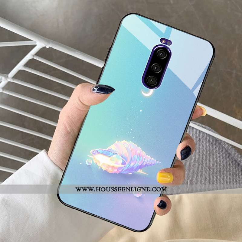 Housse Sony Xperia 1 Protection Verre Net Rouge Cristal Téléphone Portable Étui Miroir Bleu