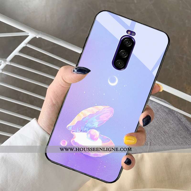 Housse Sony Xperia 1 Protection Verre Net Rouge Cristal Téléphone Portable Étui Miroir Bleu