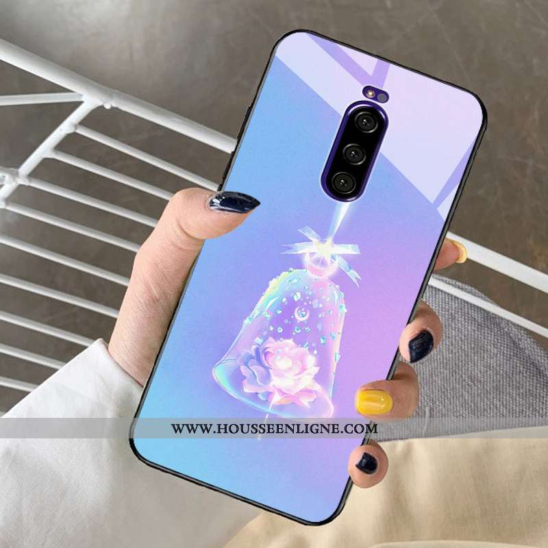 Housse Sony Xperia 1 Protection Verre Net Rouge Cristal Téléphone Portable Étui Miroir Bleu