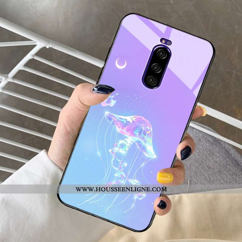 Housse Sony Xperia 1 Protection Verre Net Rouge Cristal Téléphone Portable Étui Miroir Bleu