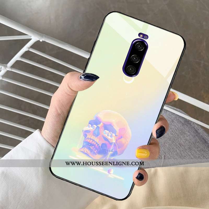 Housse Sony Xperia 1 Protection Verre Net Rouge Cristal Téléphone Portable Étui Miroir Bleu