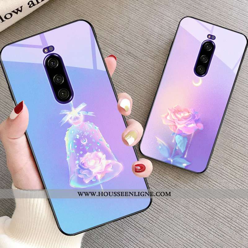 Housse Sony Xperia 1 Protection Verre Net Rouge Cristal Téléphone Portable Étui Miroir Bleu