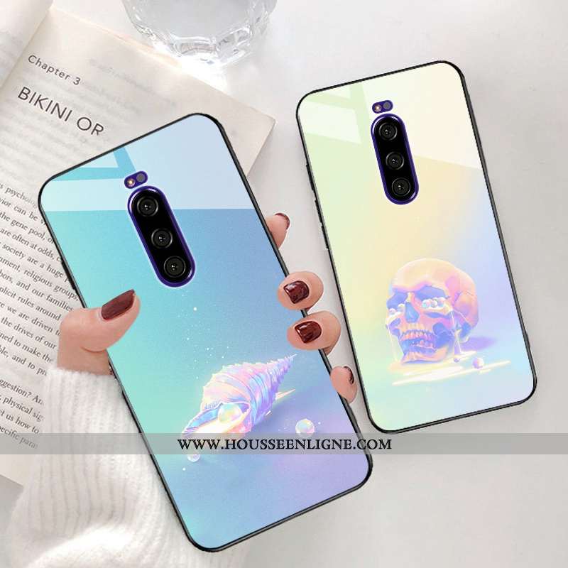 Housse Sony Xperia 1 Protection Verre Net Rouge Cristal Téléphone Portable Étui Miroir Bleu