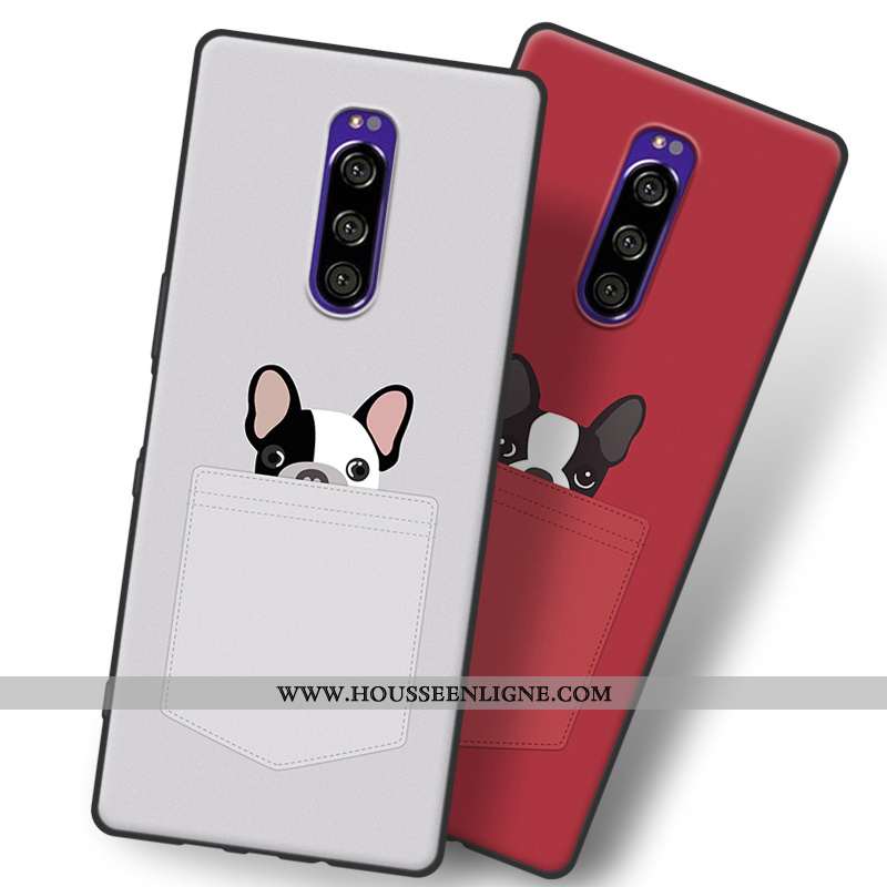 Housse Sony Xperia 1 Tendance Fluide Doux Délavé En Daim Personnalité Gris Protection Dessin Animé