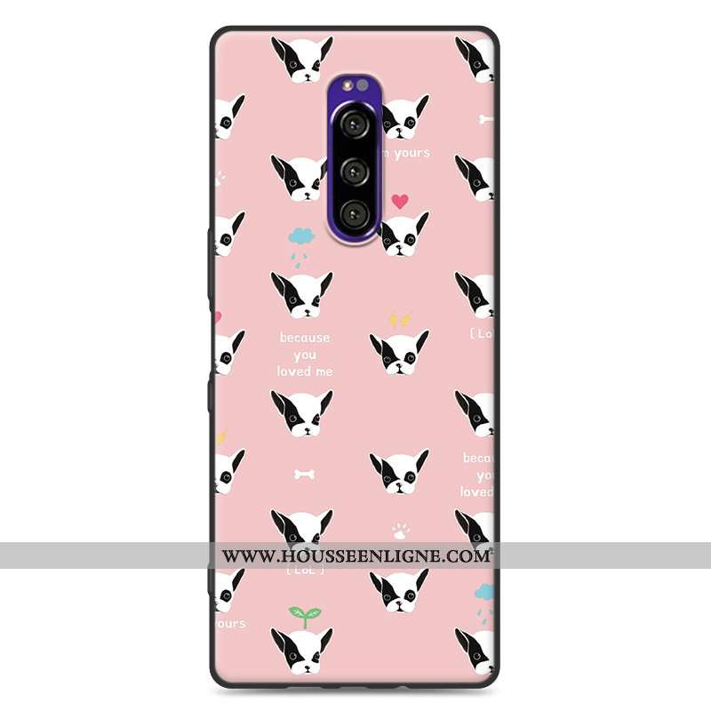 Housse Sony Xperia 1 Tendance Fluide Doux Délavé En Daim Personnalité Gris Protection Dessin Animé