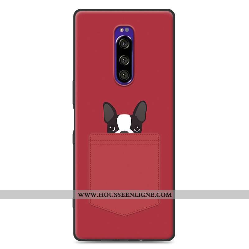 Housse Sony Xperia 1 Tendance Fluide Doux Délavé En Daim Personnalité Gris Protection Dessin Animé