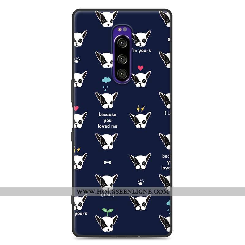 Housse Sony Xperia 1 Tendance Fluide Doux Délavé En Daim Personnalité Gris Protection Dessin Animé