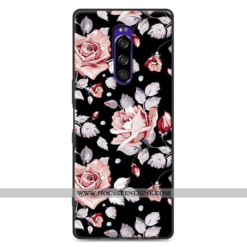 Housse Sony Xperia 1 Tendance Fluide Doux Délavé En Daim Personnalité Gris Protection Dessin Animé