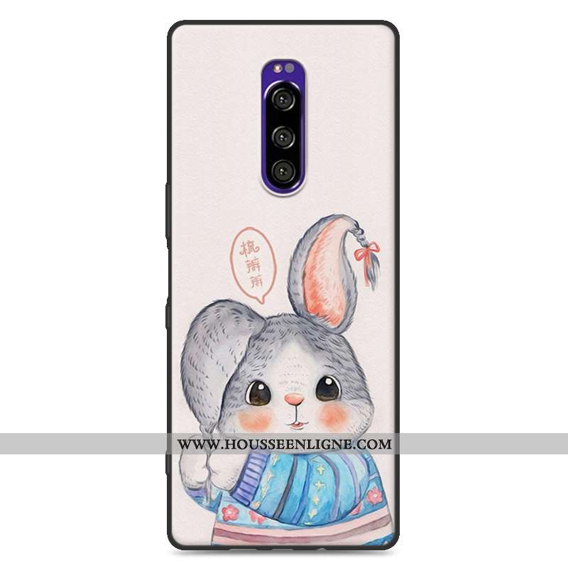 Housse Sony Xperia 1 Tendance Fluide Doux Délavé En Daim Personnalité Gris Protection Dessin Animé