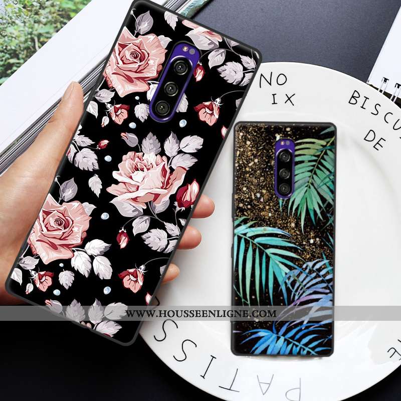 Housse Sony Xperia 1 Tendance Fluide Doux Délavé En Daim Personnalité Gris Protection Dessin Animé