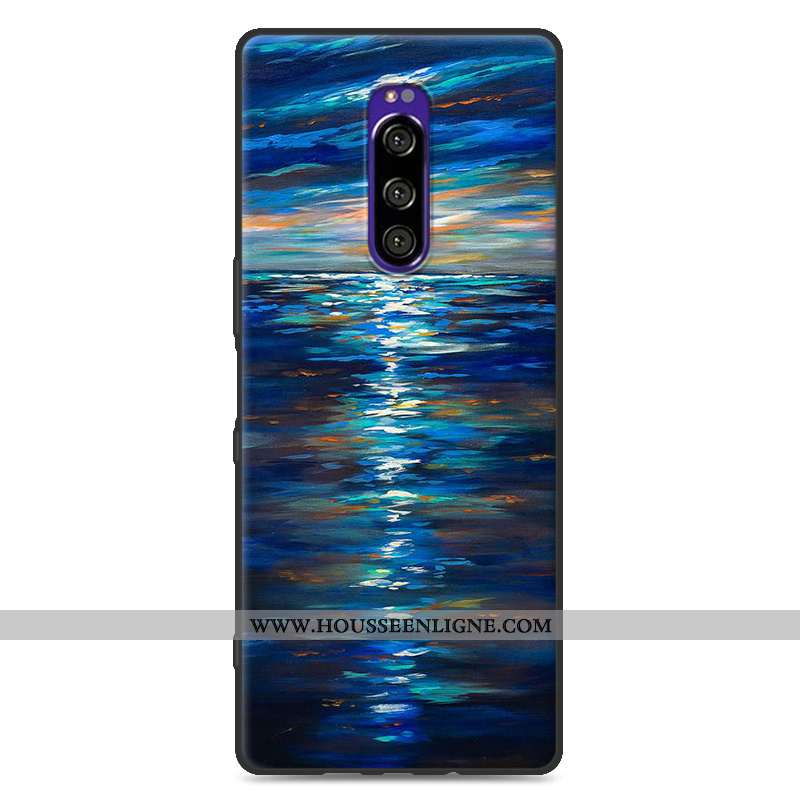 Housse Sony Xperia 1 Tendance Fluide Doux Délavé En Daim Personnalité Gris Protection Dessin Animé