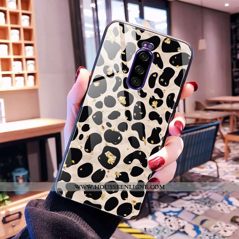 Housse Sony Xperia 1 Verre Noir Net Rouge Coque Vent Téléphone Portable Rose