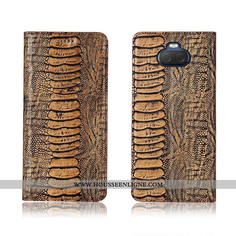 Housse Sony Xperia 10 Cuir Fluide Doux Silicone Étui Incassable Téléphone Portable Clamshell Khaki