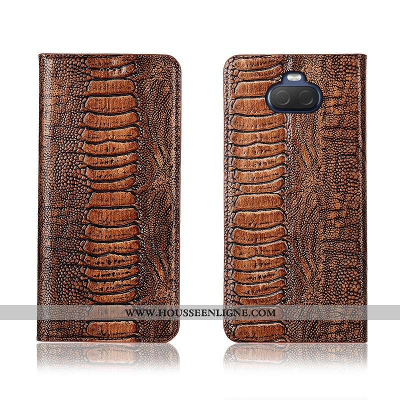 Housse Sony Xperia 10 Cuir Fluide Doux Silicone Étui Incassable Téléphone Portable Clamshell Khaki