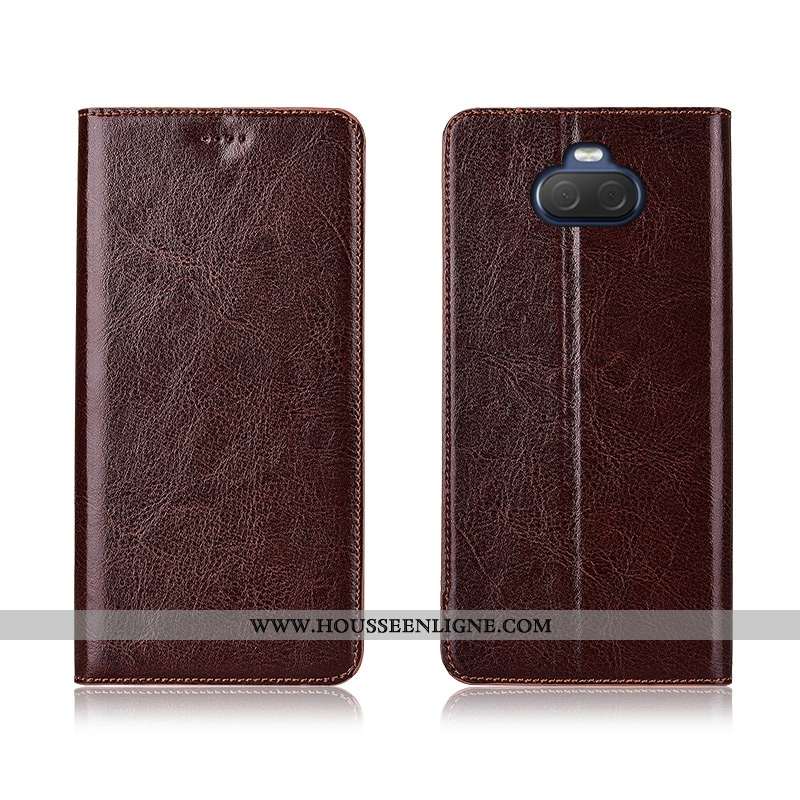 Housse Sony Xperia 10 Cuir Véritable Cuir Fluide Doux Modèle Fleurie Téléphone Portable Protection É
