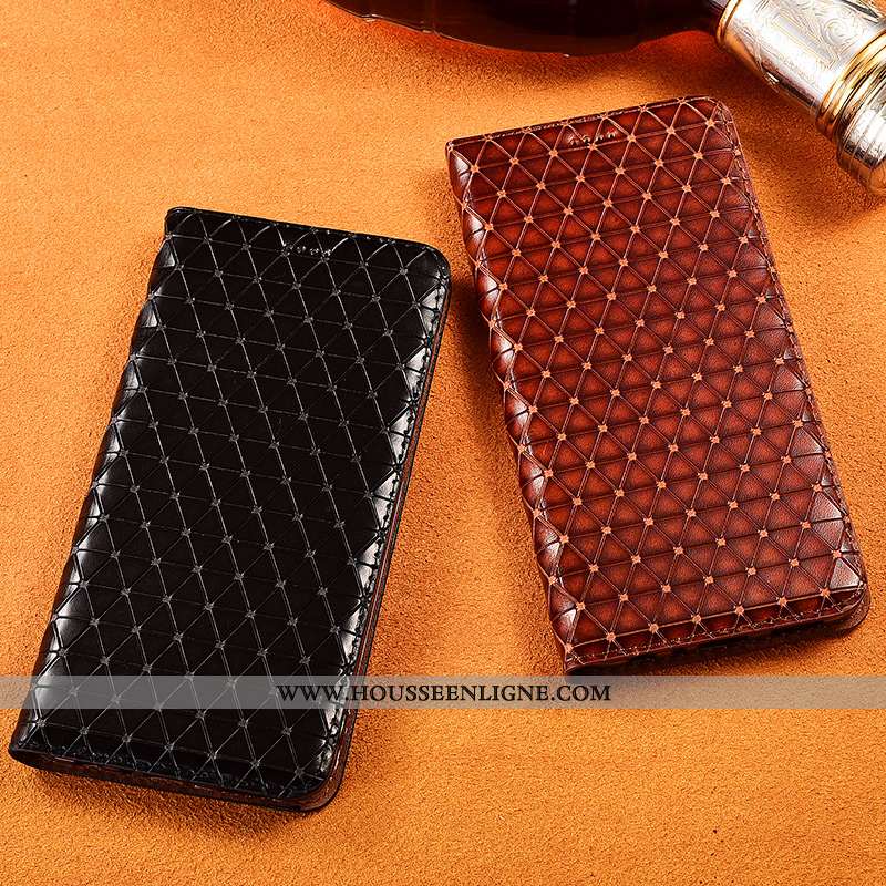 Housse Sony Xperia 10 Cuir Véritable Cuir Plaid Protection Noir Téléphone Portable Silicone