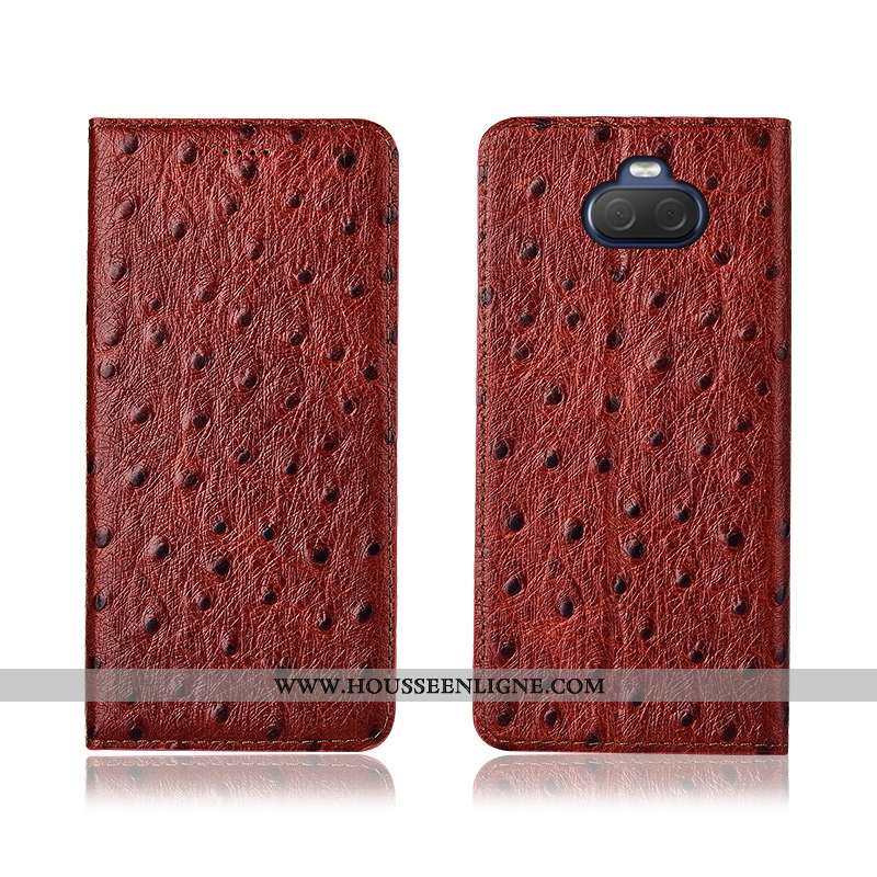 Housse Sony Xperia 10 Délavé En Daim Cuir Véritable Téléphone Portable Nouveau Modèle Fleurie Tout C