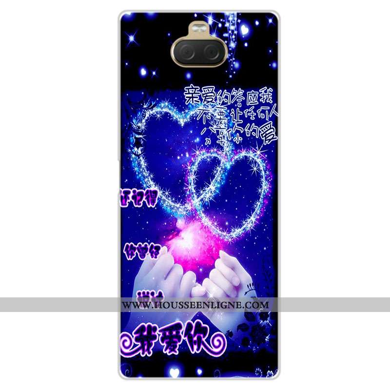 Housse Sony Xperia 10 Fluide Doux Silicone Coque Protection Téléphone Portable Amoureux Étui Bleu