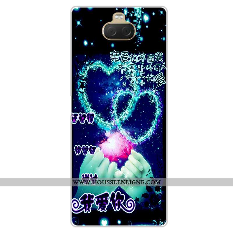 Housse Sony Xperia 10 Fluide Doux Silicone Coque Protection Téléphone Portable Amoureux Étui Bleu