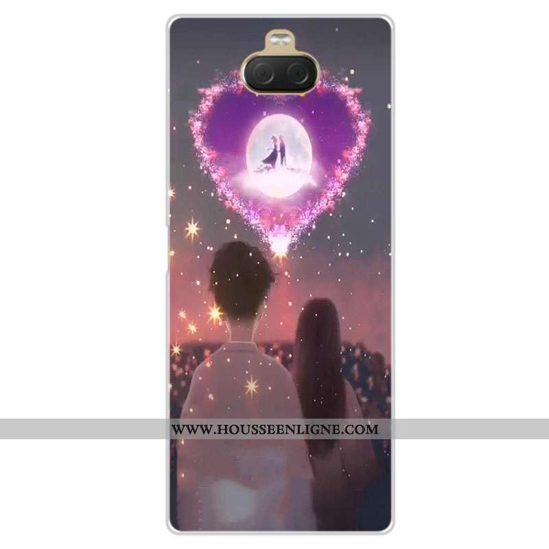 Housse Sony Xperia 10 Fluide Doux Silicone Coque Protection Téléphone Portable Amoureux Étui Bleu