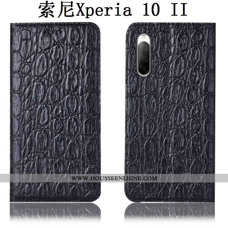 Housse Sony Xperia 10 Ii Cuir Véritable Modèle Fleurie Protection Téléphone Portable Coque Étui Roug