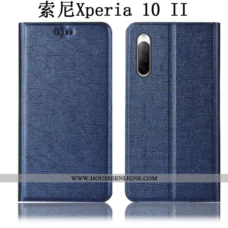Housse Sony Xperia 10 Ii Protection Cuir Soie Étui Incassable Tout Compris Noir