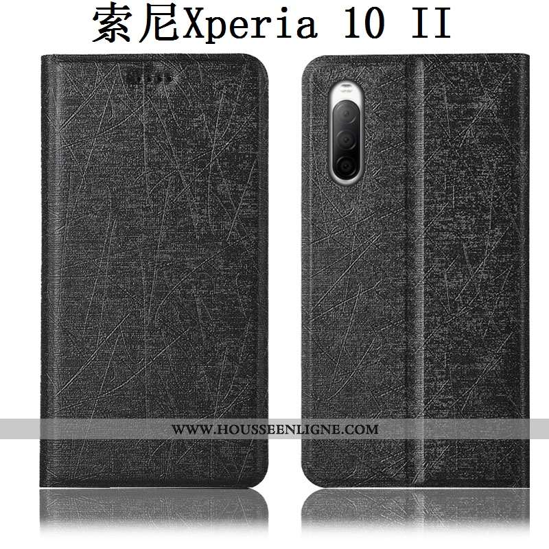 Housse Sony Xperia 10 Ii Protection Cuir Soie Étui Incassable Tout Compris Noir