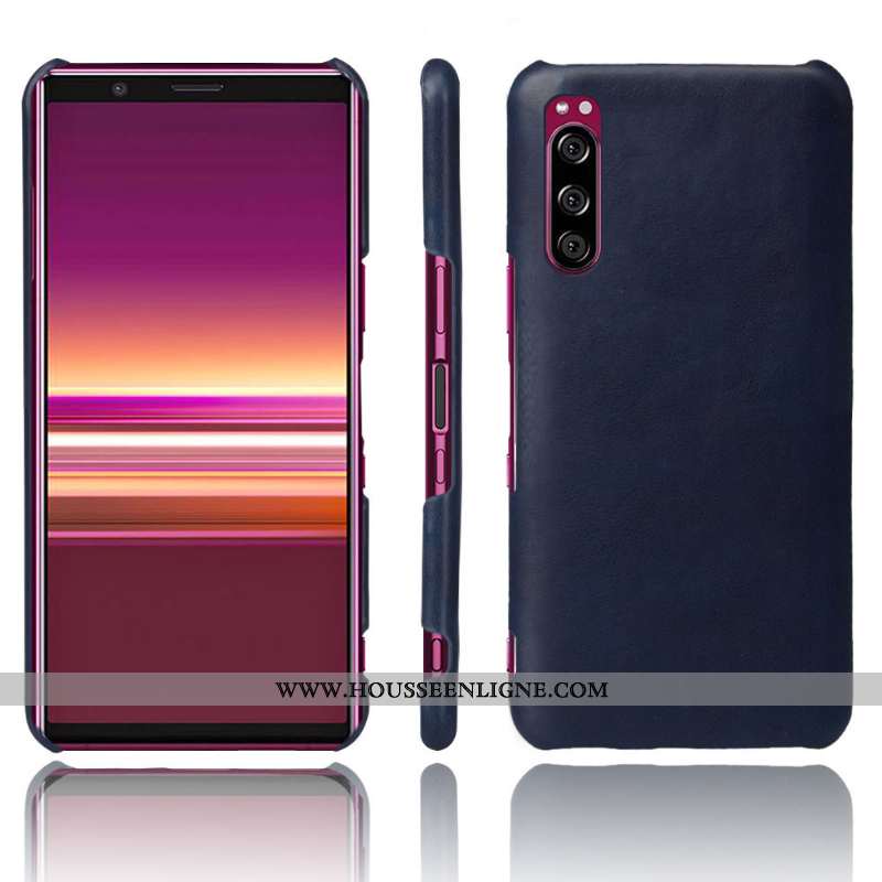 Housse Sony Xperia 10 Ii Protection Cuir Téléphone Portable Qualité Étui Coque Bleu Marin Bleu Foncé