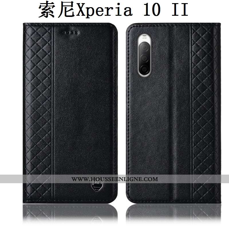 Housse Sony Xperia 10 Ii Protection Cuir Véritable Coque Téléphone Portable Incassable Rouge Étui