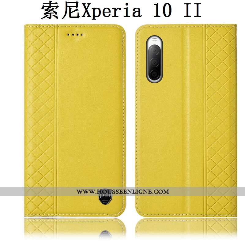 Housse Sony Xperia 10 Ii Protection Cuir Véritable Coque Téléphone Portable Incassable Rouge Étui