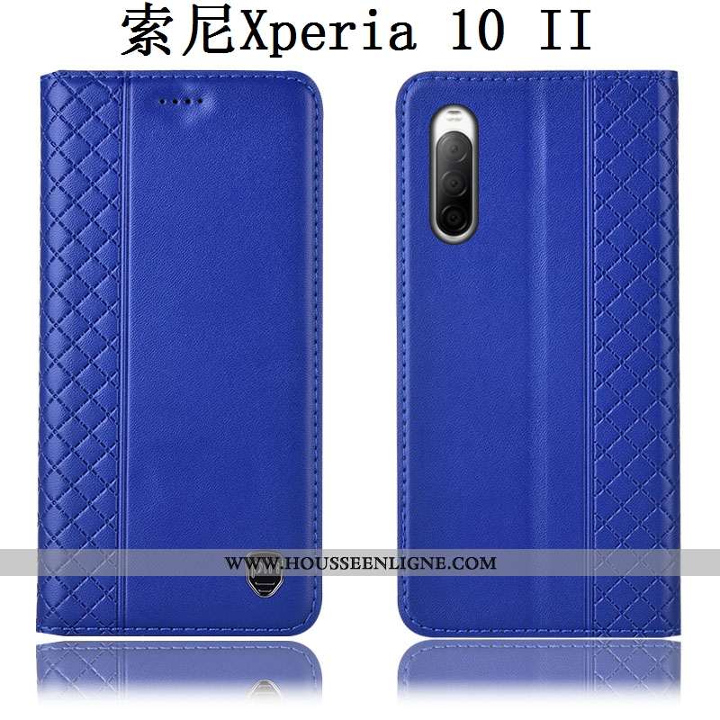 Housse Sony Xperia 10 Ii Protection Cuir Véritable Coque Téléphone Portable Incassable Rouge Étui