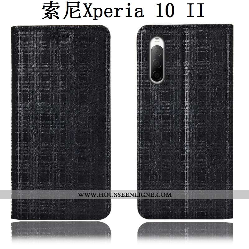Housse Sony Xperia 10 Ii Protection Cuir Véritable Étui Gris Coque Velours