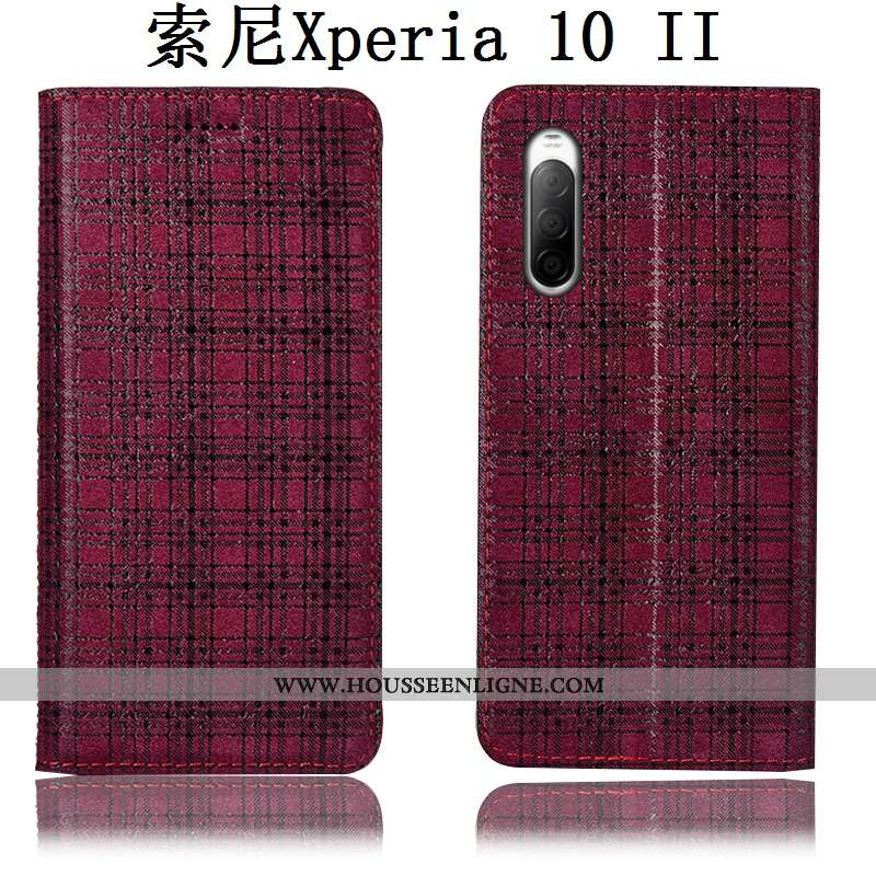 Housse Sony Xperia 10 Ii Protection Cuir Véritable Étui Gris Coque Velours