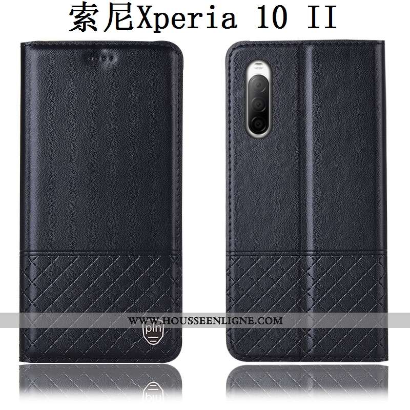 Housse Sony Xperia 10 Ii Protection Cuir Véritable Étui Téléphone Portable Coque Incassable Marron