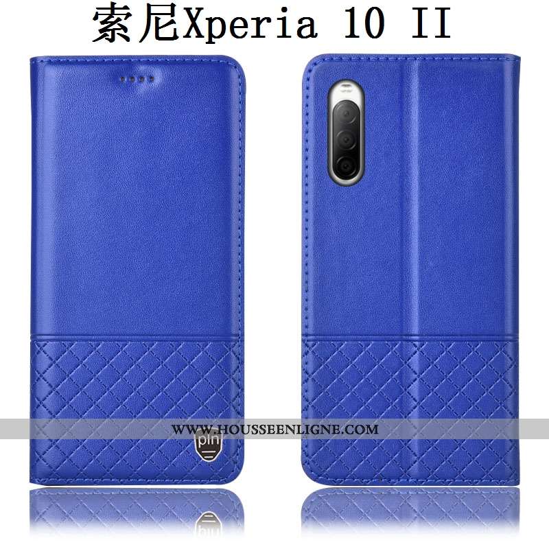 Housse Sony Xperia 10 Ii Protection Cuir Véritable Étui Téléphone Portable Coque Incassable Marron