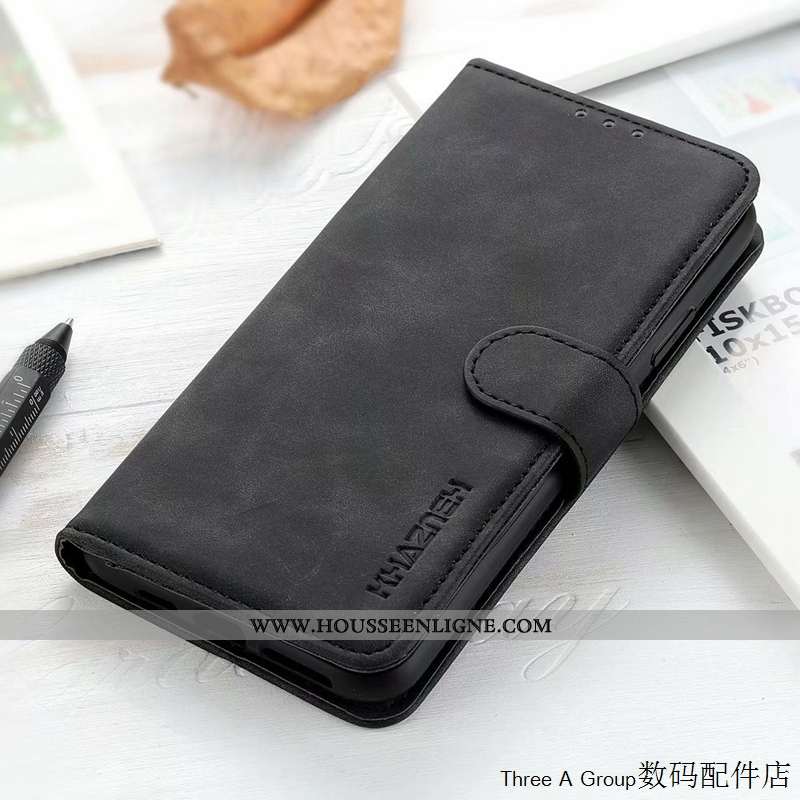 Housse Sony Xperia 10 Ii Vintage Cuir Coque Étui Délavé En Daim Incassable Noir