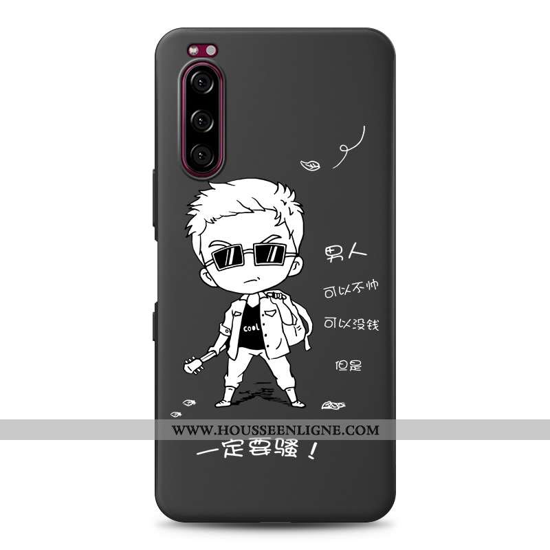Housse Sony Xperia 5 Personnalité Créatif Téléphone Portable Silicone Étui Fluide Doux Tendance Noir