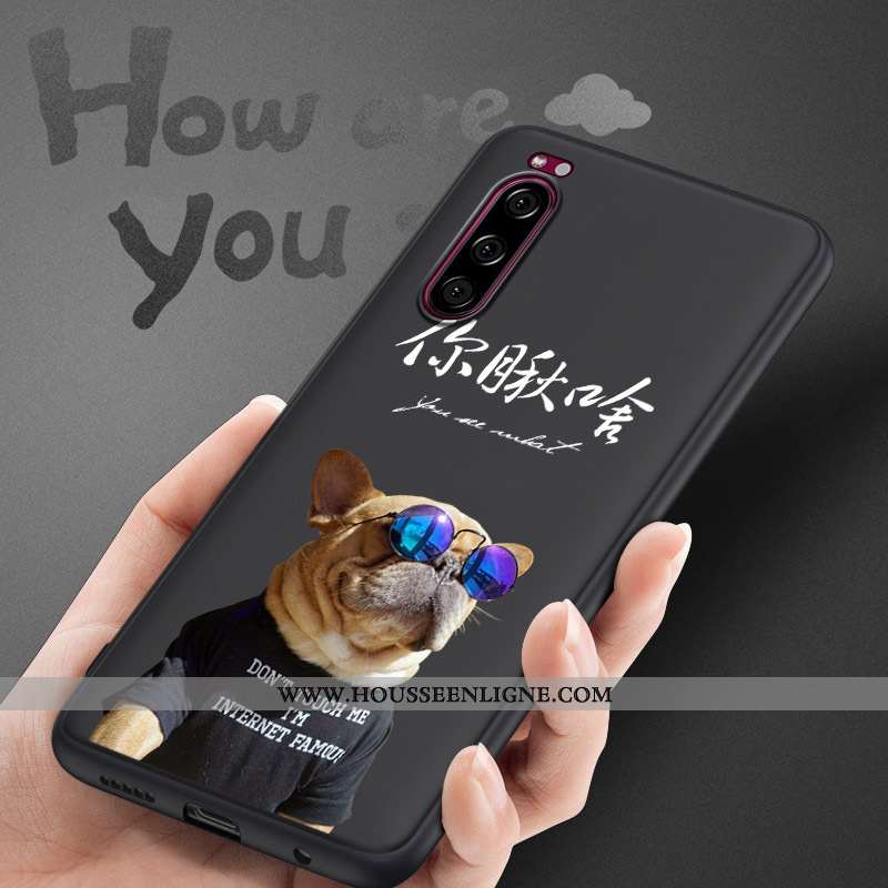 Housse Sony Xperia 5 Personnalité Créatif Téléphone Portable Silicone Étui Fluide Doux Tendance Noir