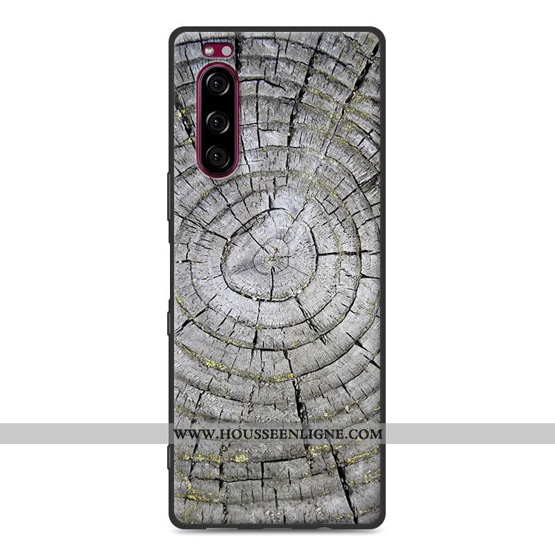 Housse Sony Xperia 5 Protection Modèle Fleurie Fluide Doux Étui Simple Gris Téléphone Portable